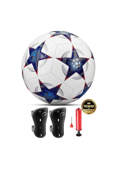 3lü Set Futbol Topu Tekmelik Şampiyonlar Ligi Pompalı Sert Zemin Halı Saha Futbol Topu Mavi No:5 Mavi