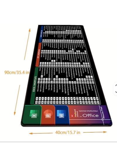 Mousepad 90x40 Xxl Büyük Boy Türkçe Klavye Kısayolları Mousepad Word Excel Powerpoint Office Gaming 90cm X 40cm