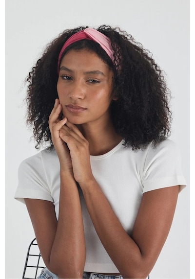 Butikgiz Beyaz Kısa Kol Bisiklet Yaka Vücuda Oturan Kaşkorse Crop + Bandana Set %100 Pamumklu, Esnek Rahat Beyaz-fuşya-pembe
