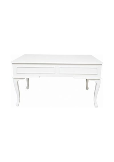 Throne Fransız Still Çekmeceli Ahşap Çalışma Masası 75x140 Beyaz