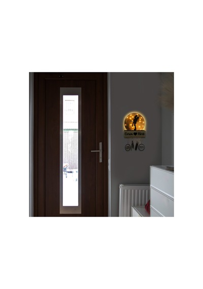 Led Işıklı Pleksi Dolunay Kişiselleştirilebilir Biblo Estimado Kucaklaşan Çift Anahtar Askılığı Sarı - 737347257