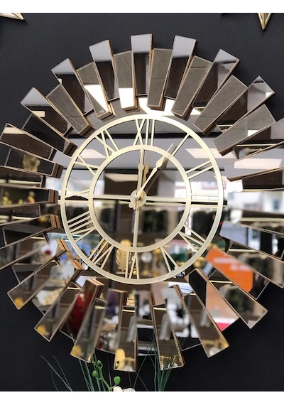 Piyano Aynalı Saat Gold 60 CM