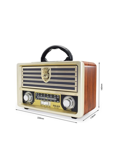 Şarjlı Nostaljik Retro Radyo Sd Kart Usb Bluetooth Fm Radyolu Taşınabilir Kablosuz Hoparlör M-113bt