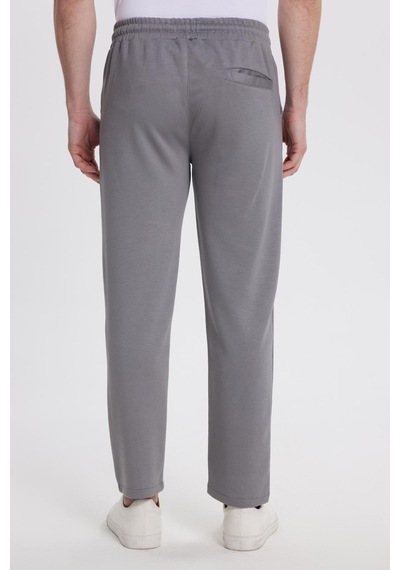 Tudors Erkek Slim Fit Dar Kesim Beli Bağcıklı 3 Cepli Geniş Paça Açık Füme Eşofman Altı-41906 Açık Füme