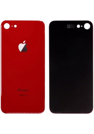 Apple iPhone Uyumlu 8 Arka Kapak Cam Kırmızı Siyah