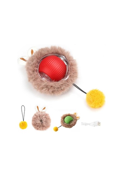 Kp Şarjlı Hareketli Peluş Kedi Oyuncağı Kuyruklu 5 Cm İnteraktif Titreşimli Hareketli Top