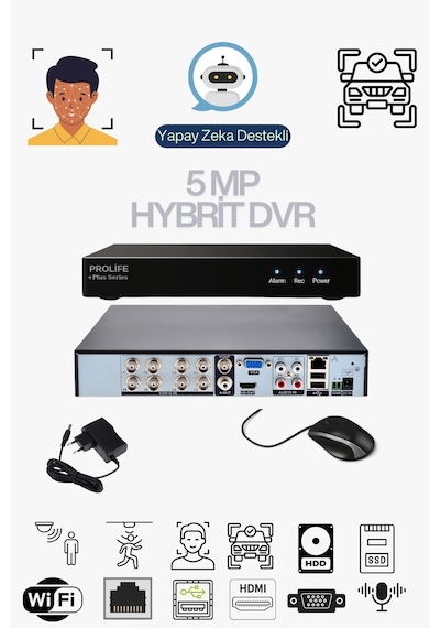 8 Li Sesli Güvenlik Kamerası 5 Mp Gece Renkli Full Hd Kamera Seti