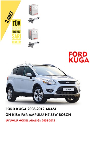 Ford Kuga 2008-2012 Arası Ön Kısa Far Ampülü 2 Adet Sarı Renk