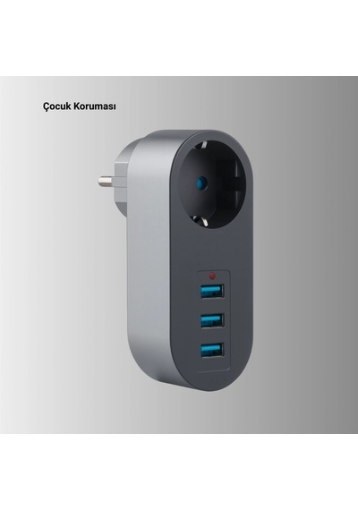 2500w Termal Akım Korumalı Çok Amaçlı Priz 3 Usb Hızlı Şarj Çıkışlı Diğer
