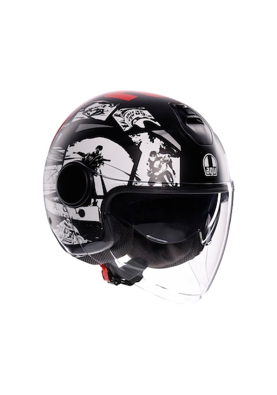 Agv Eteres History MO136 Motosiklet Kaskı Siyah - Beyaz - Kırmızı