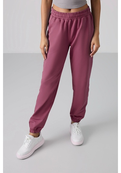 Tommy Life Soft Vişne Cepli Yüksek Bel Rahat Form Lastik Paça Kadın Eşofman Alt - 94583