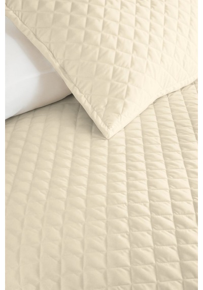 Krem Minimal Genç Odası Tek Kişilik Pike Takımı - Kapitone Ekru 160x220 Cm Mevsimlik Yatak Örtüsü Rüzgarlı Yamaç Hissi