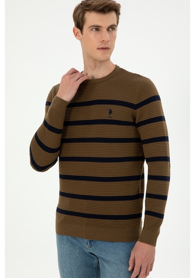 U.S. Polo Assn. Erkek Slim Fit Bisiklet Yaka Haki Kazak 50292850-VR027
