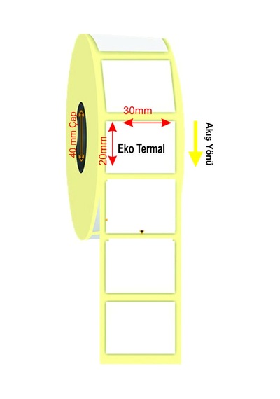 20x30 Eko Termal Barkod Etiket 1000'li Sarım