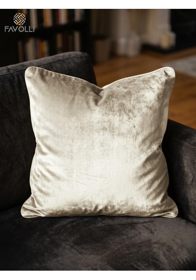 Gümüş Gri Premium Kadife Kırlent Kılıfı, 40 X 40 Cm, Parlak Doku Diğer