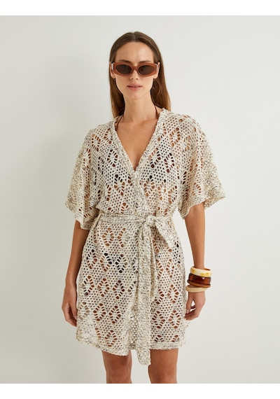 Koton Koton X Şahika Ercümen - Kroşe Kimono Dirsek Boy Kısa Kollu Kemerli Kahverengi Desenli 4sak50690ek Kahverengi Koton Koton X Şahika Ercümen - Kroşe Kimono Dirsek Boy Kısa Kollu Kemerli Kahverengi Desenli 4sak50690ek Kahverengi