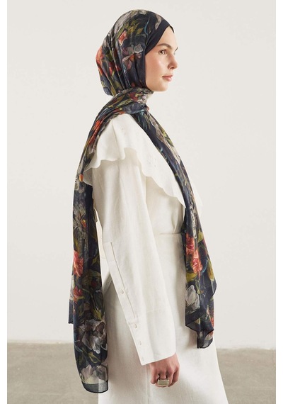 Defacto Fresh Scarfs X Defacto Midnight Botanic Viskon Şal I1748ax26smbk27 Siyah-bk27