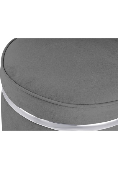 Zerafet Silver Kaplama Luxery Puf- Gri Babyface Kumaş Pofuduk Oturma Pufu&makyaj Pufu&bench