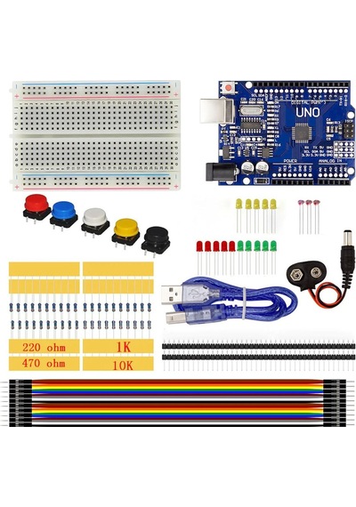 Arduino Uno Başlangıç Seti 77 Parça Breadboard Direnç Buton Led