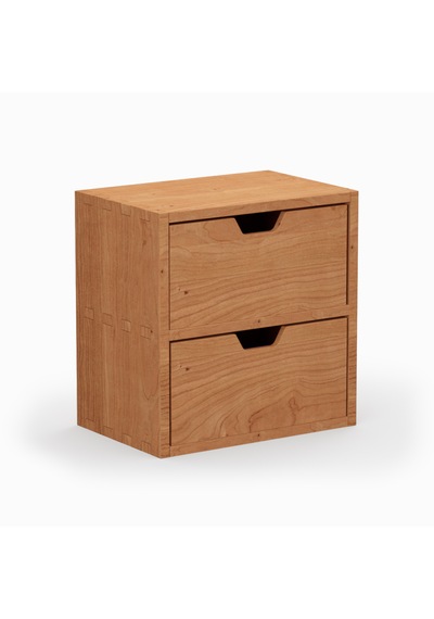 Desna İki Katlı İki Çekmeceli Mini Dolap - Kiraz 18 Cm Uzunluk X 12.1 Cm Derinlik X 18.4 Cm Woodsaka Doğal Ahşap