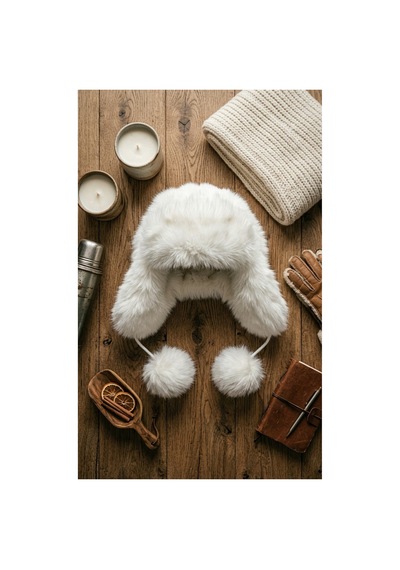 Emybox Rus Şapkası Kadın Ushanka Kürk Kalpak - Soğuk Geçirmez Kulaklı Ponponlu Kışlık Şapka Beyaz