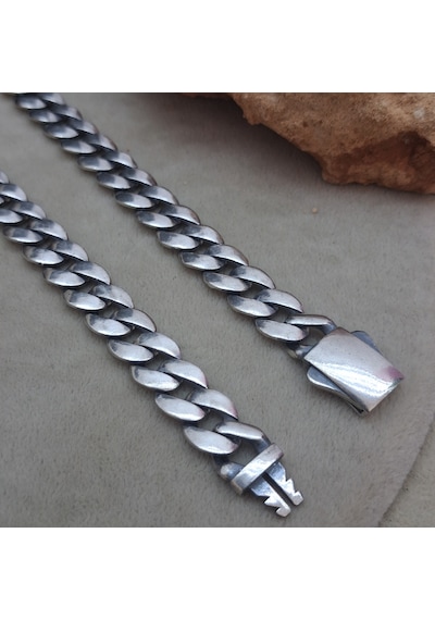 925 Ayar Gümüş Özel Kutu Kilitli Gurmet Model Erkek Kolye 8.75 Mm