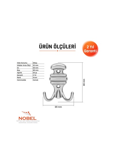 Kemerli Askı, Metal Vestiyer Askısı, 64 Gr, Dolap Ve Duvar Askılığı, Krom Vidalı