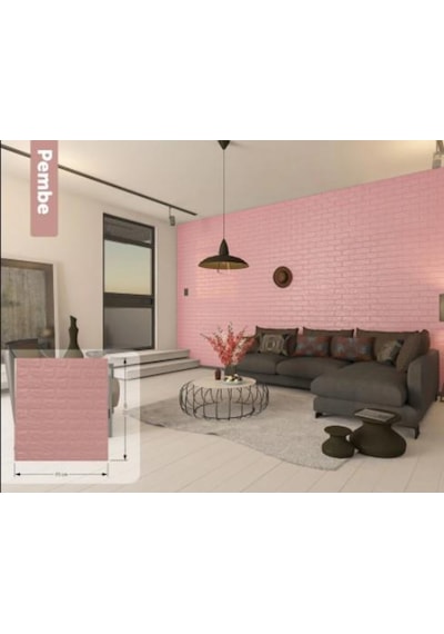 Pembe Yapışkanlı Duvar Kağıdı 3D Dekoratif Duvar Paneli Nw03