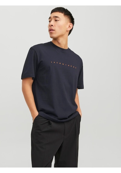 Jack & Jones Jack&jones Star Erkek Lacivert Yuvarlak Yaka Tişört 12234746-DNA Lacivert