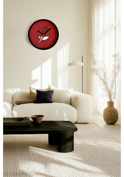 Batarya - Şarj Temalı Modern Duvar Saati - 25cm - Önü Camlı Siyah Kasa - Sessiz Mekanizma-jh0261 Siyah