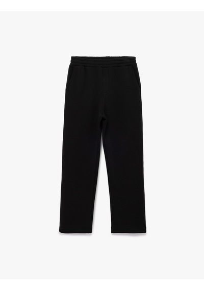 Koton Straight Fit Cep Detaylı Şardonlu Beli Lastikli Eşofman Altı Siyah 6wam40033mk Siyah