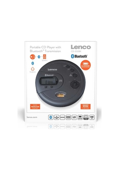 Lenco Cd-300bk - Darbeye Dayanıklı Taşınabilir Bluetooth Cd-mp3 Çalar - Siyah