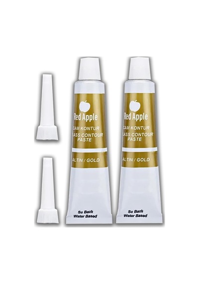 Altın Sarı Kontür Boyası 20 Ml 2 Adet Red Apple Cam Vitray Boyası Kontur Boyası Ana Hatları Çizme Sanatsal Hobi
