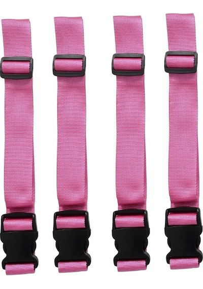 Tarix 4 Adet Pembe Valiz Kemeri + 2 Adet Beyaz Valiz Etiketi Pembe