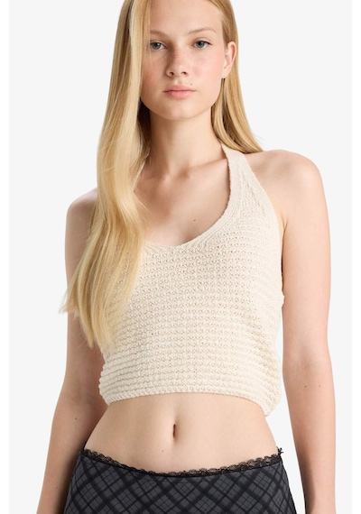 Defacto Slim Fit Dar Kesim Halter Yaka Atlet F8367ax25hser98 Ekru