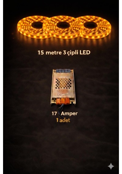 3 Çipli 15 Metre Let + Trafo Amber