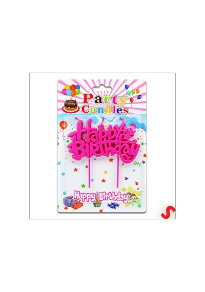 Happy Birthday Doğum Günü Pasta Mumu, 11 Cm - Fuşya