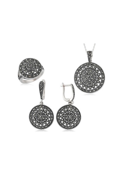 Casera's Gümüş Markazit Yuvarlak Kadın Set Csr2182005 Gümüş