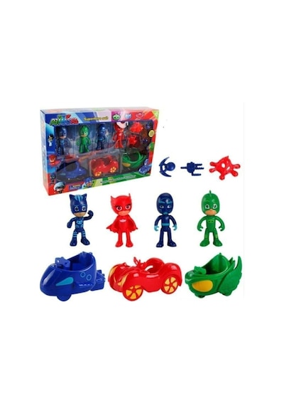 Pj Masks Pijamaskeliler Arabalı Figür Seti Kutulu 10'lu Figür Seti Kedi Çocuk Baykuş Kız Kertenkele