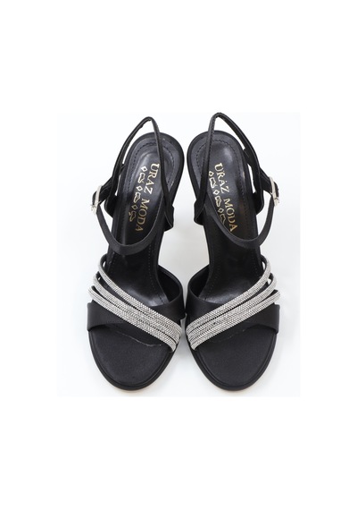 Nesilshoes Nesil Shoes Uraz 650 Siyah Saten Topuklu Kadın Sandalet