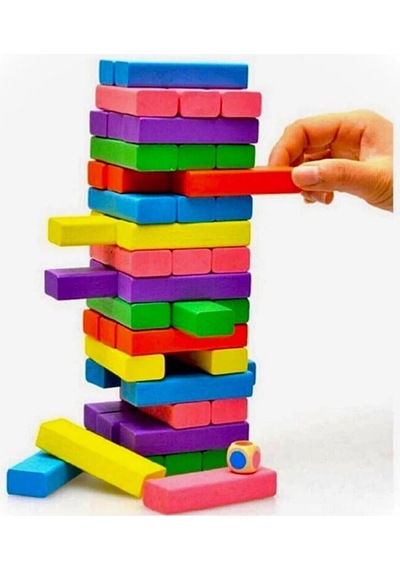 Cezalı Jenga , Renkli Jenga , Domino Aile Etkinlik Seti , Oyun Seti