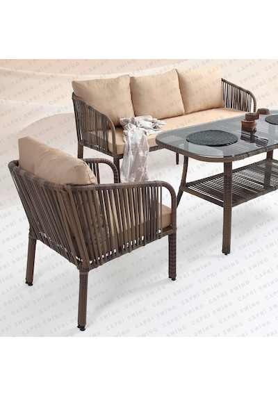 Capri Swing Artemis Üçlü Rattan Balkon Bahçe Takımı Kahve Capri Swing Artemis Üçlü Rattan Balkon Bahçe Takımı Kahve