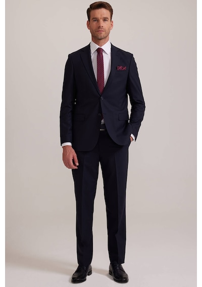 Erkek Koyu Lacivert Regular Fit Çift Yırtmaç Takım Elbise