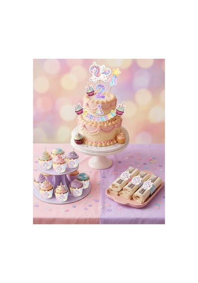 18 Parça Unicorn Temalı Konsept Parti Ve Pasta Süsleri Pembe Tüm Yaşlar