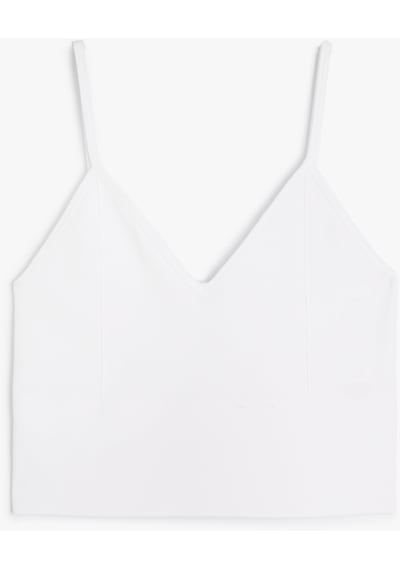 Koton İnce Askılı Crop Atlet V Yaka Beyaz 4sak10635ek Beyaz