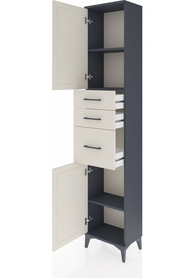 Arges Dolap 3 Raflı 3 Çekmeceli 2 Kapaklı 44x30x221 Antrasit-... Antrasit