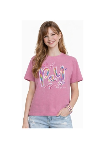 Irem Kız Çocuk Pay Price Yazı Desenli Crop Model Oversize Kalıp Pembe Renk Kısa Kollu Tişört Irem Kız Çocuk Pay Price Yazı Desenli Crop Model Oversize Kalıp Pembe Renk Kısa Kollu Tişört