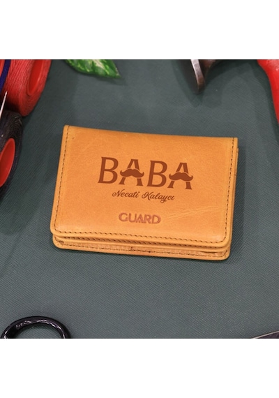Guard Leather Babaya Hediye Mıknatıslı Küçük Boy Antik Deri Sarı Kartlık