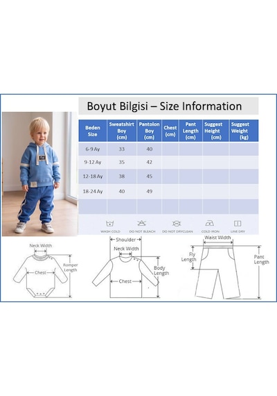 Babymod Erkek Bebek Kapişonlu 3 İplik Pamuklu İkili Alt-üst Takım Kahverengi
