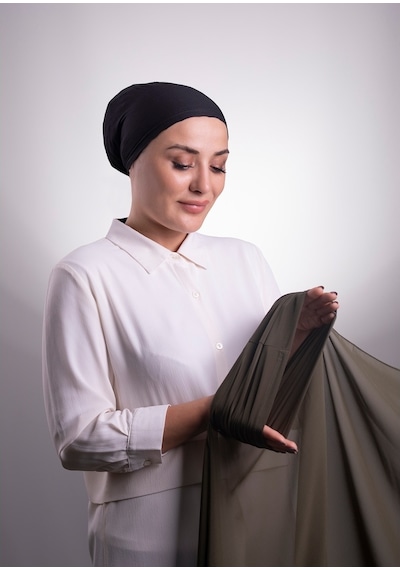 Hürrem Bone Haki Pratik Hazır Geçmeli Şal Şifon Boru Boneli 3001_09